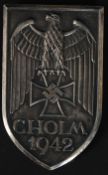 A German WW2 Cholm 1942 Arm Shield, believed early magnetic type,
