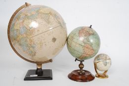 A  good modern large antique style  table top globe raised on square wooden plinth together with 2
