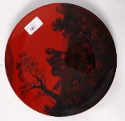 A Royal Doulton Flambe wall charger plate decorated farming / ploughing scene, stamped to base.