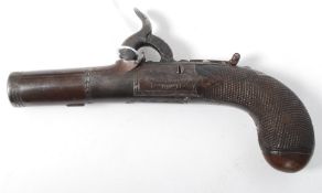 A very unusual 18th century flintlock percussion boxlock conversion pistol with concealed trigger