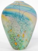 A Peter Layton - London Glass Blowing  studio glass ` meadow landscape `bulbous small vase being