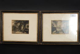 A framed and glazed print after George Moreland.