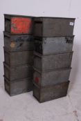 A set of 10 Ex British Leyland mid 20th century Industrial tote trays of small form,