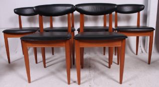 A good set of 6 clean 1970's retro Schreiber dining chairs having the original black vinyl seat and