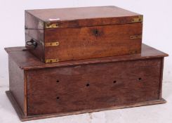 A 19th century Victorian mahogany writing slope together with an oak bible box having hinged lid