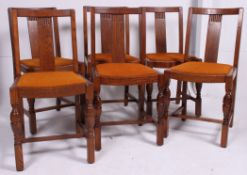 A set of 6 1940's CC utility marked Art Deco oak dining chairs.