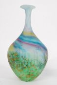 A Peter Layton - London Glass Blowing  studio glass ` meadow landscape `bulbous stem vase being
