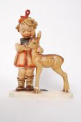 A rare very large believed 1947 M.J.Hummel for Goebel ' GIRL WITH DEER FIGURINE '  136/1 - FRIENDS.