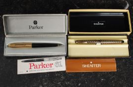 A vintage Parker 61 pen with yellow metal  nib and a rolled gold cover.
