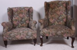 A 19th century mahogany tapestry upholstered Chesterfield armchair raised on turned legs together