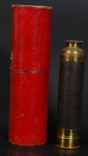 A 19th century brass cased three draw telescope, with opening eye piece.