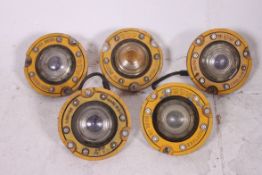 A set of 4 20th century Industrial airfield runway lights ( Believed Ex RAF  Fairford airport )
