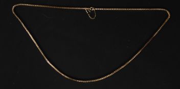 A ladies 9 ct gold box chain necklace 23g approx 68 cm long