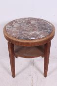 A 1930's art deco oak marble topped occasional / plant table.