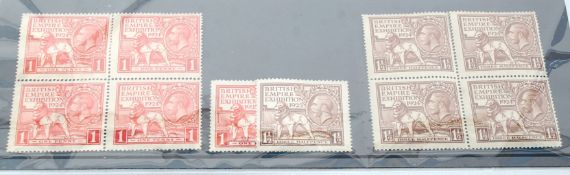 GB STAMPS 1924 British Empire Exhibition set in mint blocks of four plus single 1925 set.