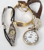 Three x ladies cocktail watches to include Precimax along with a silver metal cased ladies enamel