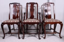 A good set of 6 Edwardian mahogany Queen Anne high back dining chairs.