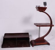 A vintage style office table top filing stand of wooden construction together with an Art Deco