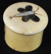 A Japanese shibiyama pot of stub cylindrical form having butterfly decoration