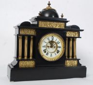 A good 19th century Victorian slate marble open faced escapement mantel clock.