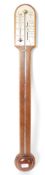 A  20th century Comitti of London stick barometer set on a mahogany back