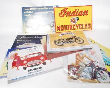 A collection of vintage enamel style metal motoring interest signs to include Land Rover, Citroen,