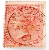 GB Stamp 1855-57 4d Rose. Superb used upright almost full Circular Date Stamp.