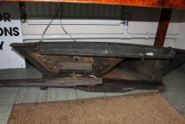 A vintage cast iron heavyweight industrial White Paisley Mitre Trimmer in black.