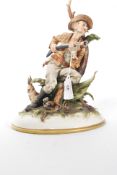 A good Capodimonte Italian ceramic figurine of a seated gent with blunderbust being signed to the