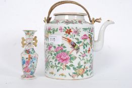 A 19th century Cantonese / Chinese ceramic teapot complete with the lid together with a 19th