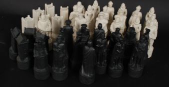 A collection / near set of 42 Gleneagles Whisky chess pieces 24 white and 18 black with some
