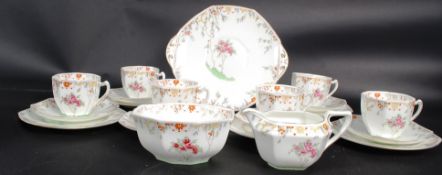 A 20th century Art Deco Royal Doulton part china tea service in the Rosalie pattern comprising of