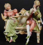 A 19th century Dresden style continental figure group bearing blue crossed mark to the base.