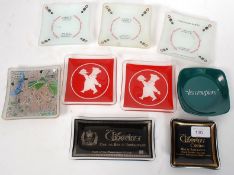 A collection of vintage / retro glass ashtrays to include Little Chef,