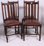 A set of 4 1930's barley twist dining chairs in oak.