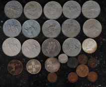 A collection of coins to include Irish proof coin 1966, Victorian One Penny, 1967 half dollar,