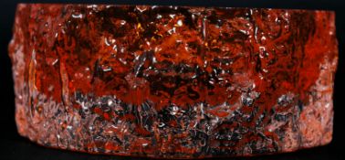 WHITEFRIARS; An original Whitefriars bark effect orange glass ashtray. 5.