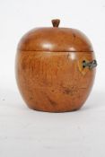 An Antique style fruitwood tea caddy in the form of an apple having hinged top