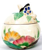 A Clarice Cliff for Wilkinson pottery Bizarre pattern conserve pot complete with the lid in the