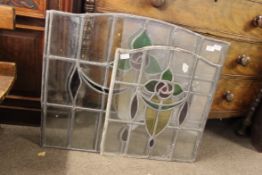 A collection of 3 1930's leaded stained glass panels ( see illustration ) 68 x 79