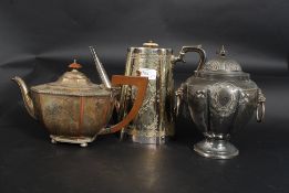 A collection of good silver plated items to include an Edwardian teapot ,