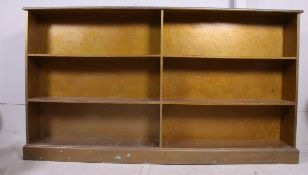 A good early 20th century huge 9ft oak painted lawyers bookcase cabinet raised on plinth base with