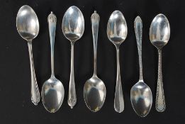A collection of silver hallmarked spoons to include 3 by E S Barnsley & Co Ltd -Edward Souter