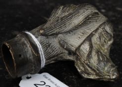 A 20th century bronze walking stick knop head in the form of a dog.