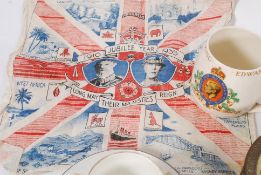 A collection of assorted Royalty / Commemorative items to include cups , 1910 - 1935 Handkerchief,