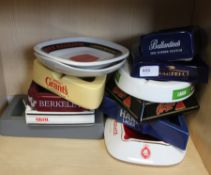 12x vintage pub advertising ashtrays from tobacco industries and alcohol suppliers. Some Wade.