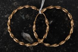 A pair of ladies 9ct gold large creole earrings, weight 4.