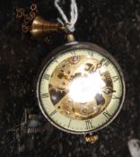 A 20th century glass ball clock, unmarked, with brass movement.