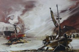 A 20th century abstract framed oil on bo