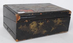 A 19th century black laquered chinoserie